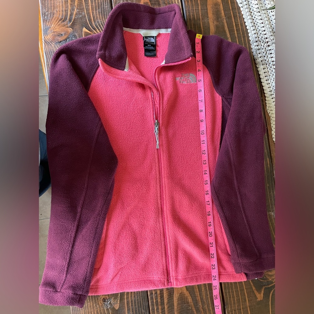The North Face Two-Toned Pink & Burgundy Full Zip-Up Fleece Jacket Womens Medium